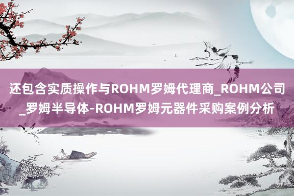 还包含实质操作与ROHM罗姆代理商_ROHM公司_罗姆半导体-ROHM罗姆元器件采购案例分析